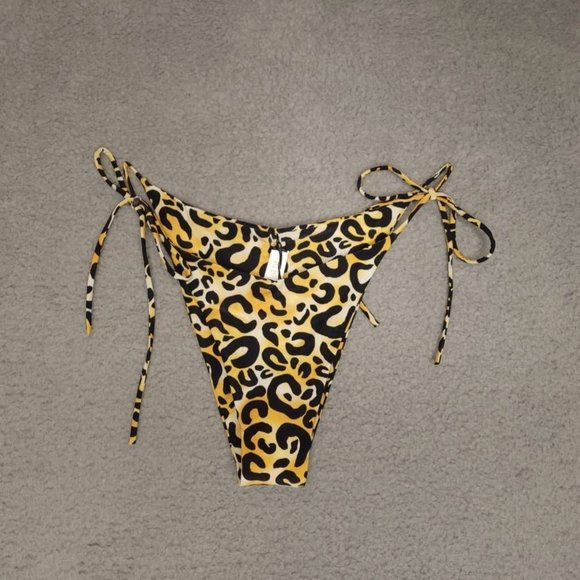 Bond-Eye Australia Womens Bikini Swim Bottom Brown Leopard High Cut Cheeky M New - Picture 1 of 8